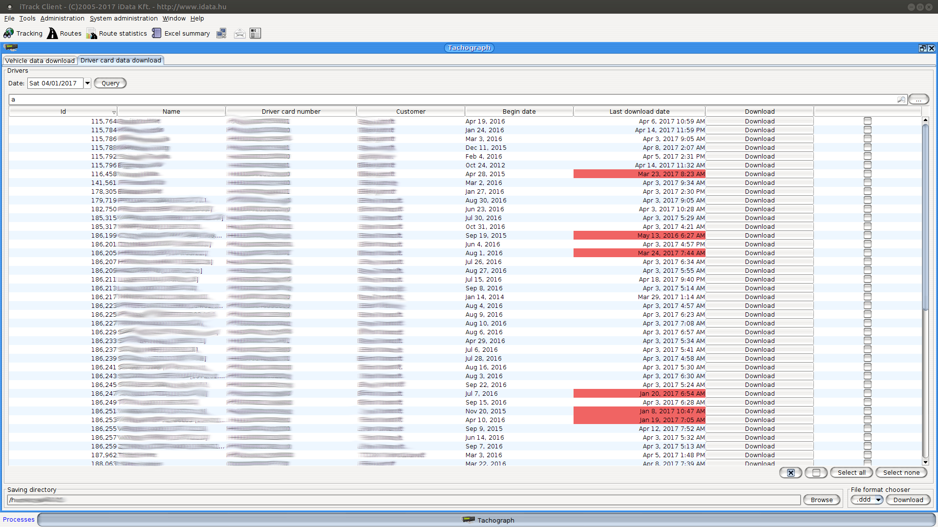 Download driver card data